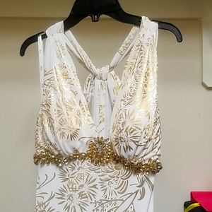 Dazzling Gold and White Prom Dress